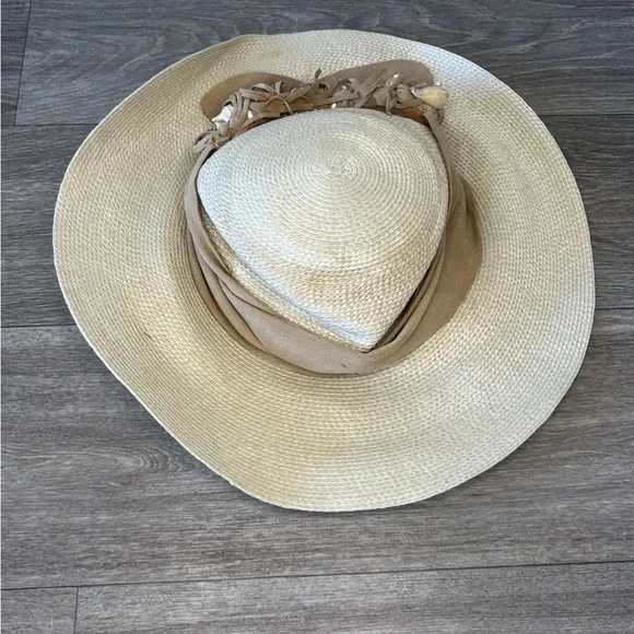 VTG Mermaidcore Straw Beach Sun Hat Shell Trim Boho Coastal Festival S/M - Picture 9 of 16